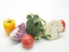 野菜の画像です。キャベツ、ブロッコリー、トマト、キャベツ、等を表示しています。